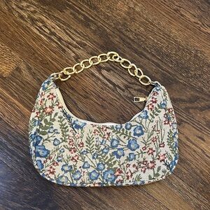 Floral Print Bag with Gold Chain